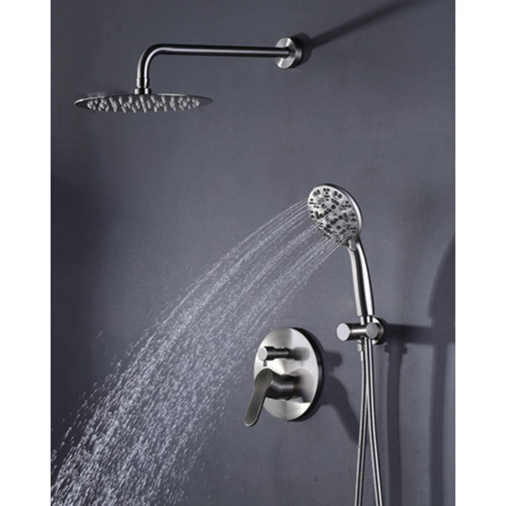 12" Brushed Nickel Wall Mounted Rain Shower System