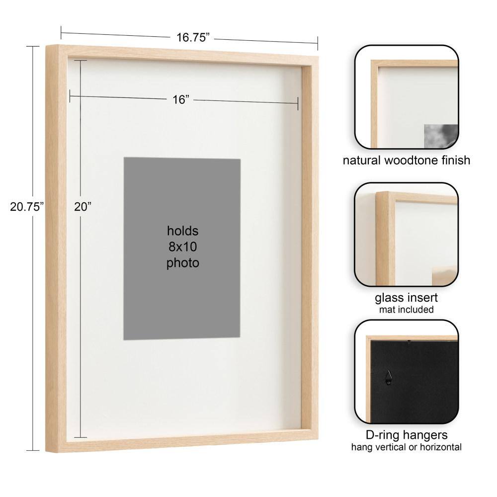 Natural Woodtone 16x20 Matted Wall Photo Frame Set