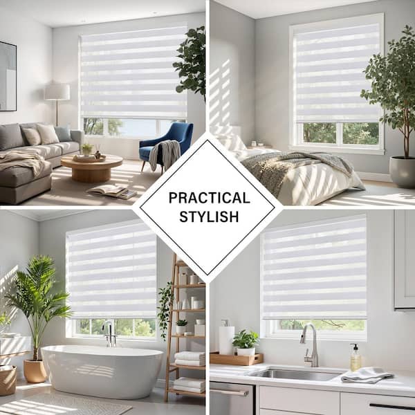 Aosky Zebra Blinds Cordless Shades-Dual Layer Light Filtering, Day