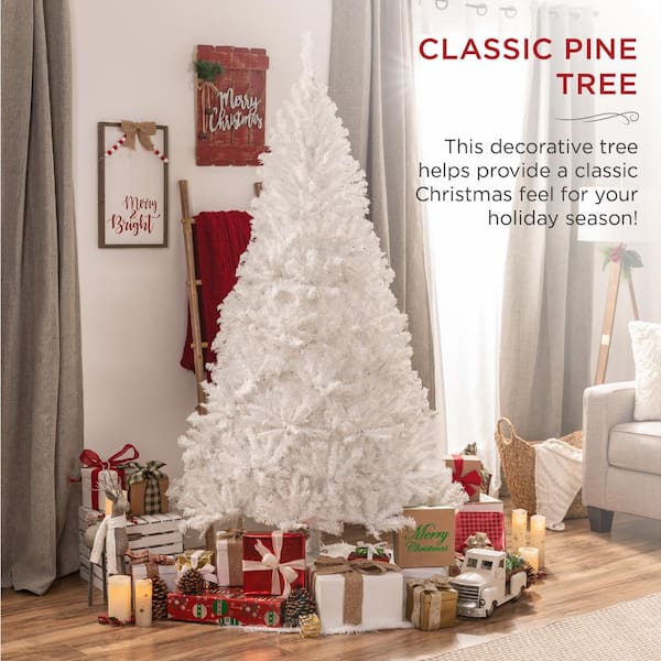 Christmas Tree 7FT 1350 Branch Flocking Spray White Tree Plus Pine Cone