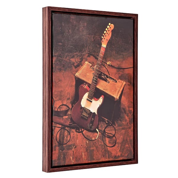 Grand Ole Opry Lacquer Guitar Canvas in L Frame 13.5 in. x 19.5 in. Music Wall Art, Brown