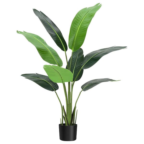 Unbranded 48INCH Artificial Bird of Paradise Plant, 4FT Tall Fake Banana Leaf Tree for Outdoors with Plastic Pot for Home Decor