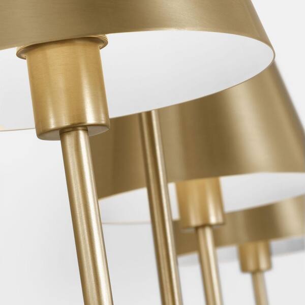 Generation Lighting - Ender 56 in. W x 9.5 in. H 4-Light Satin Brass Modern Linear Chandelier with Steel Shades and No Bulbs Included