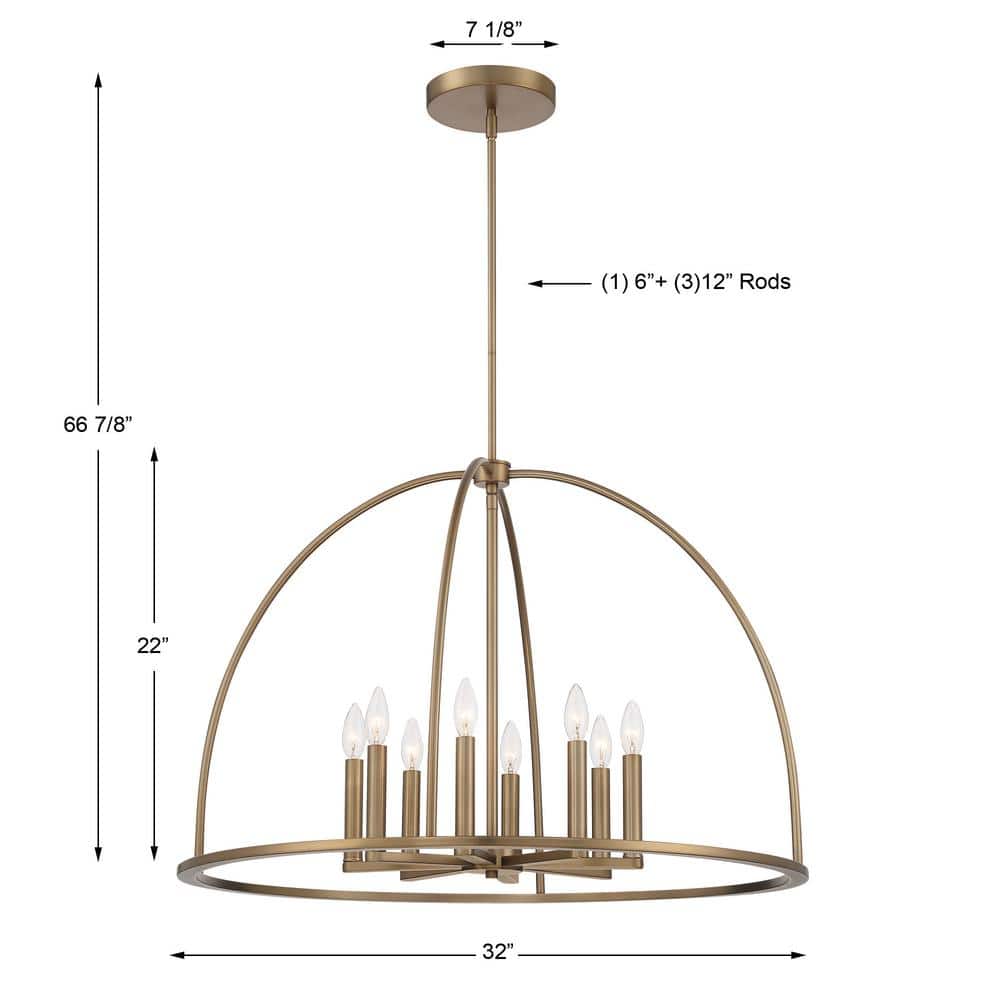 Abbott Vibrant Gold 8-Light Crystal Candle Chandelier