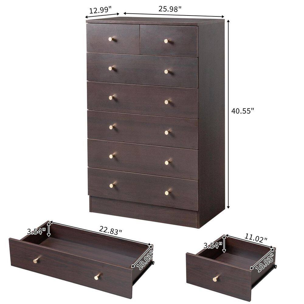 Brown 7-Drawer 25. 98 in. Wide Chest of Drawers - thumbnail 4