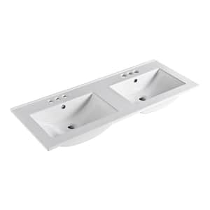 Soma 48 in. Drop-In Ceramic Double Bathroom Sink in White