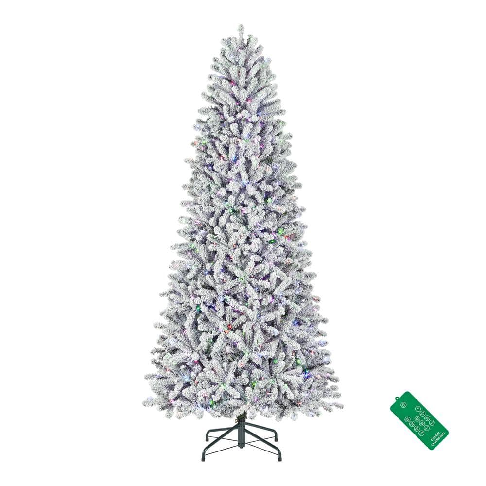 Home Accents Holiday 7.5 ft. PreLit LED Starry Light Flocked Slim
