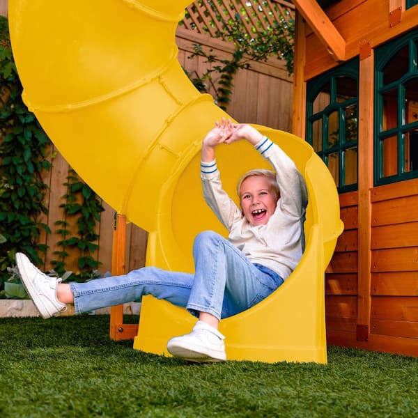 KidKraft DIY Atlas Point Wooden Outdoor Playground Set with Slides
