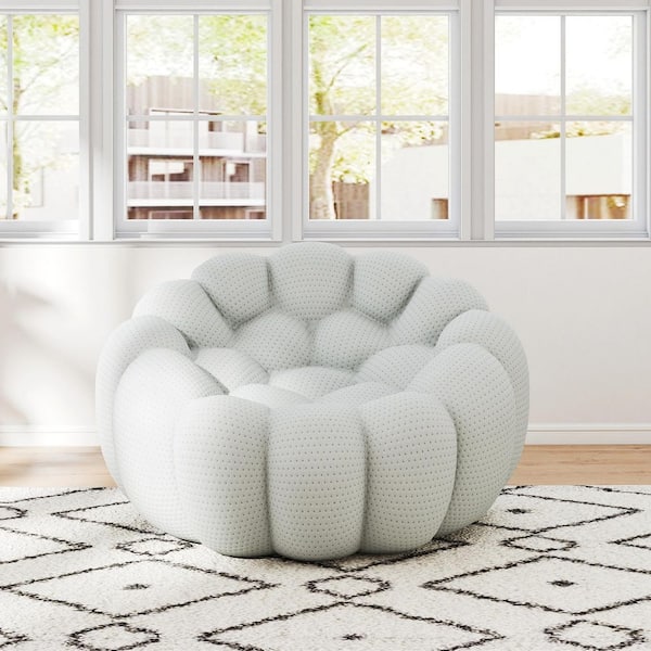 49.2 in. Bubble Couch Mesh Fabric Armless Curved Lazy Sectional Sofa in Gray for Apartment Office