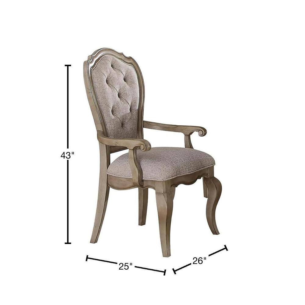Chelmsford Gray and Brown Rubberwood Dining Chairs, Set of 2