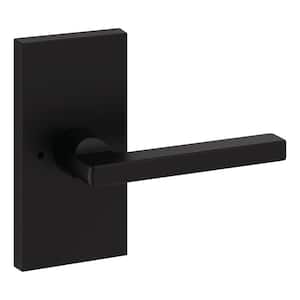 5 in. Privacy Right Hand Square Lever Contemporary Rose with 6AL LatchDual Strike Satin Black
