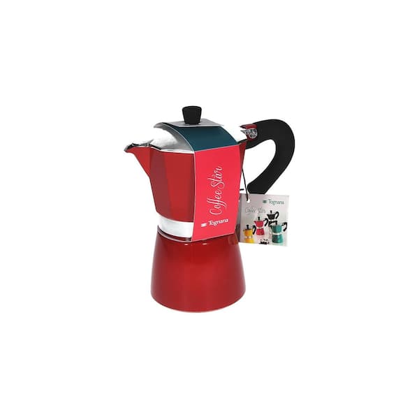 Tognana Coffee Star 6 Cup Red Cast Aluminum Coffee Maker V4430064746 The Home Depot