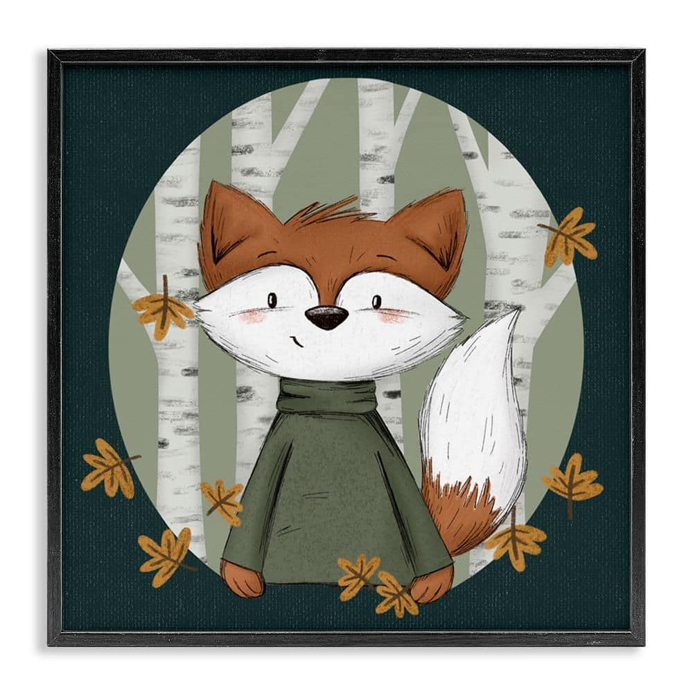 Autumnal Fox & Birch Trees by Sarah Hickman Black Framed Animal Giclee Art Print 17 in. x 17 in. price history on PriceWatchPro