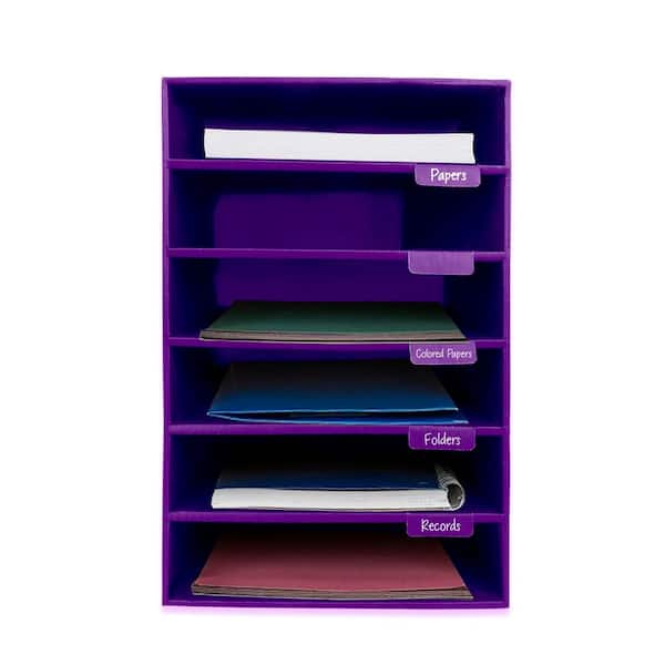 AdirOffice Purple 6 Compartment Desktop File Classroom Literature