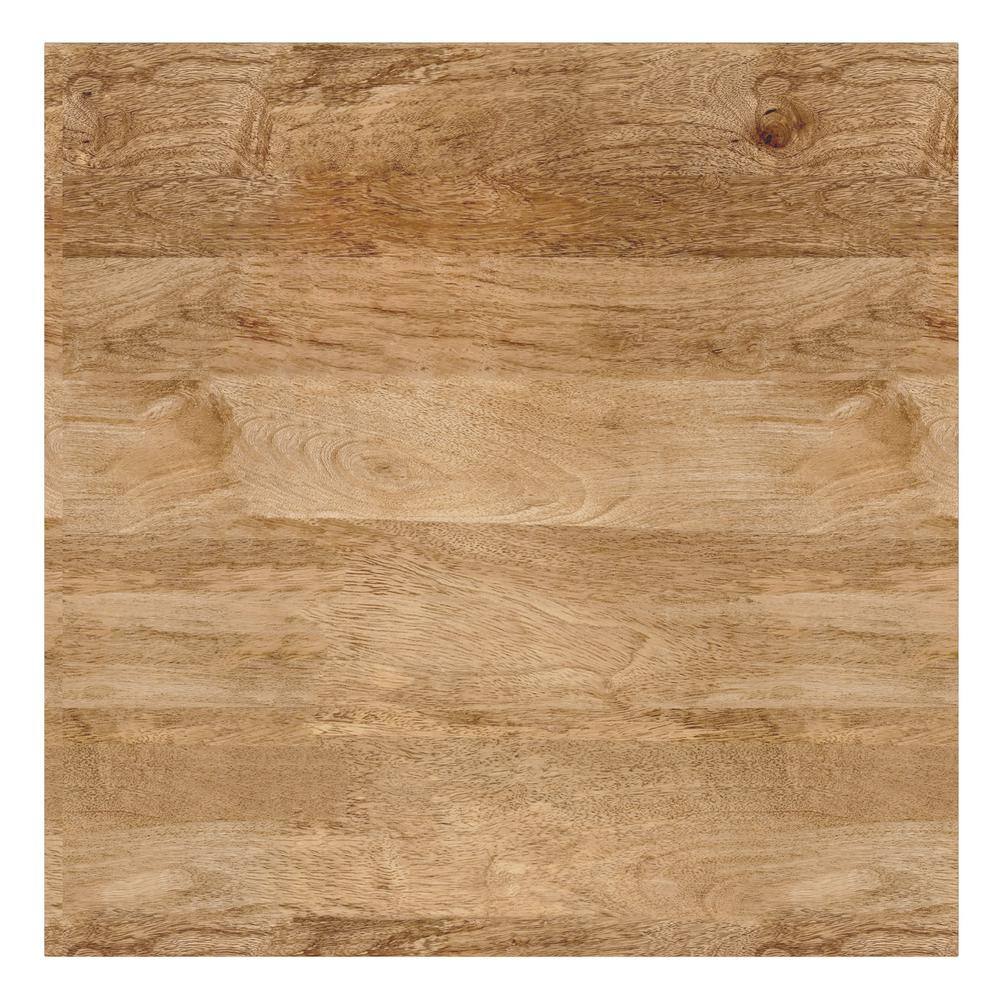 Natural Mango Wood and Gold Metal Square End Table with Storage