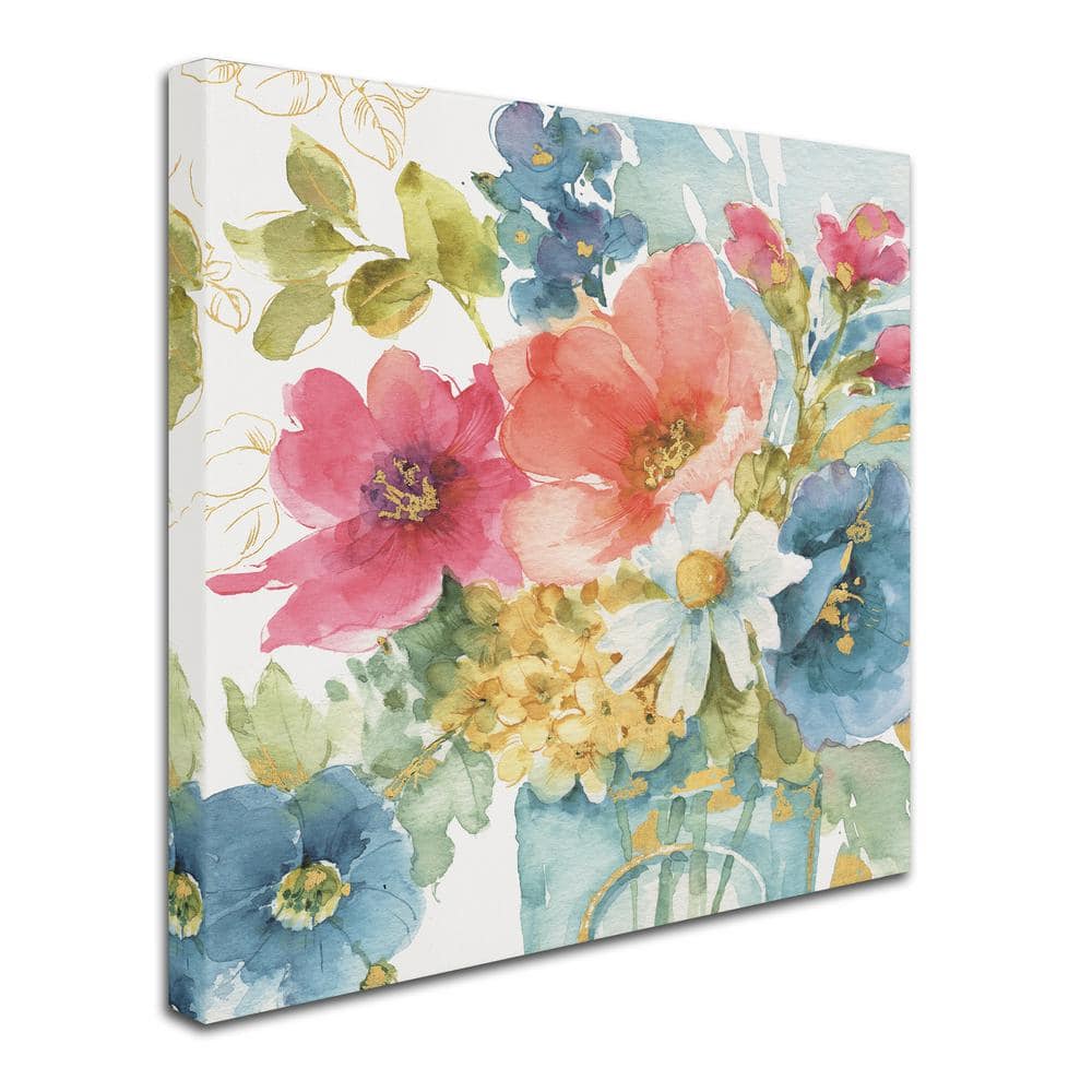 Lisa Audit Floral Watercolor Canvas Art in Multicolor, 35'' x 35''