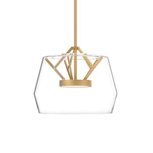 Deco 12 in. 1 Light 16-Watt Clear/Brushed Gold Integrated LED Pendant Light