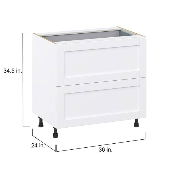 J COLLECTION Mancos Bright White Shaker Assembled Base Kitchen Cabinet with Drawer (36 in. W x 34.5 in. H x 24 in. D)