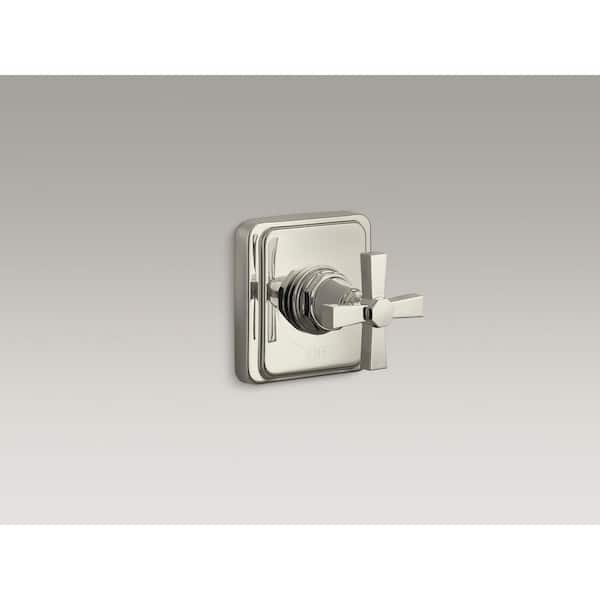 Pinstripe Valve Trim with Pure Design Cross 1-Handle for Volume Control in Vibrant Polished Nickel (Valve not Included)