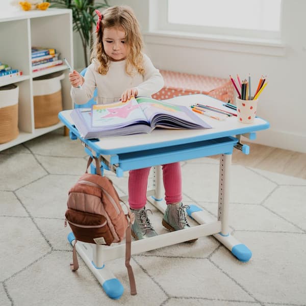 【レビューで送料無料】 Kid's mount-it! Desk MI Blue in 3-10 Ages for Set Chair and 健康・医学