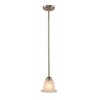Aspen 1-Light Brushed Nickel Mini Pendant with Marbleized Glass Shade