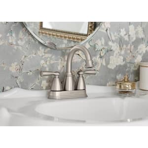 Banbury 4 in. Centerset Double Handle Bathroom Faucet with Spot Resist in Brushed Nickel (2-pack)