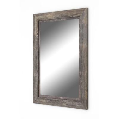 Coastal 23.5 in. x 33.5 in. Rustic Rectangle Framed Gray Decorative Mirror