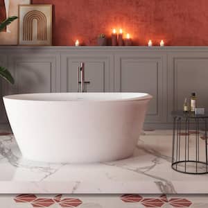 59 in. x 29 in. Freestanding Soaking Bathtub with Center Drain in White