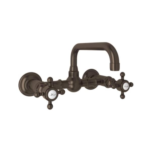 ROHL Voca 2-Handle Wall Mount Bathroom Faucet with Cross Handles in Tuscan Brass