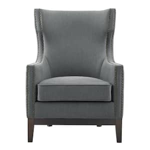 Roswell 18 in. Gray Linen Accent Chair