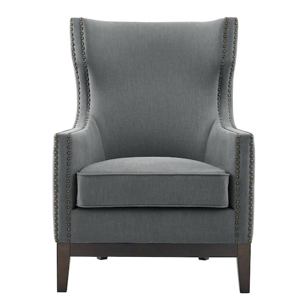 Steve Silver Roswell 18 in. Gray Linen Accent Chair