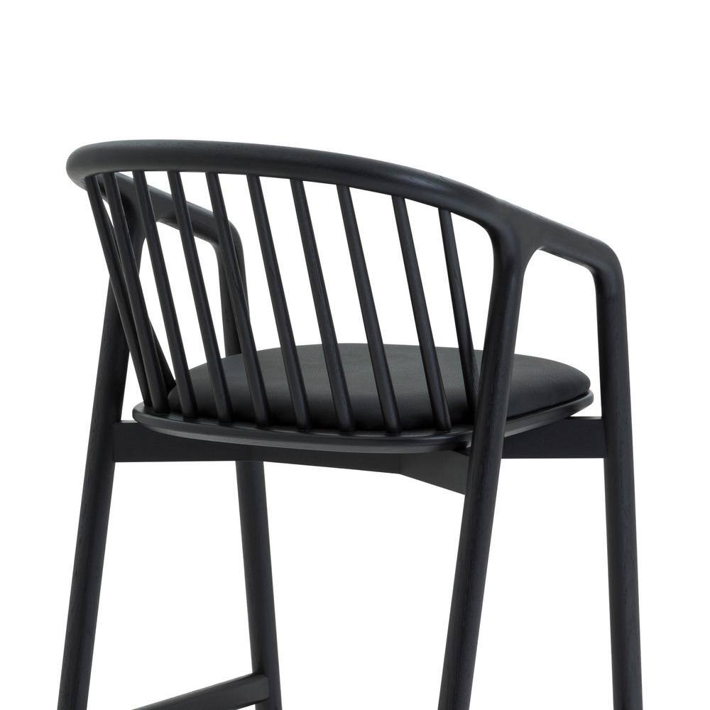 Markeith Black Oak and Faux Leather Counter Stool