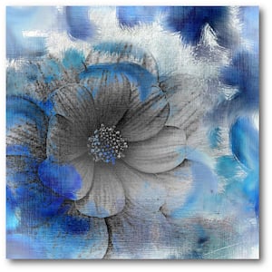 16 in. x 16 in. "Blue Flower" Canvas Wall Art