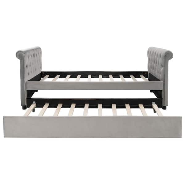 Donason Gray Twin Size Upholstered Daybed with Trundle
