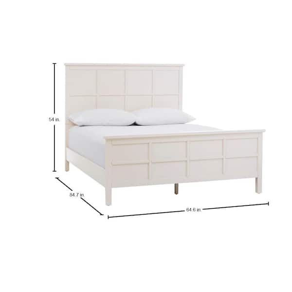 Beckley Ivory Wood Queen Bed with Grid Back