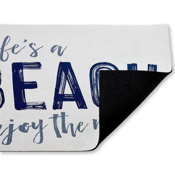 Life's A Beach Enjoy White 18 in. x 30 in. Polyester Non-Slip Outdoor Door Mat