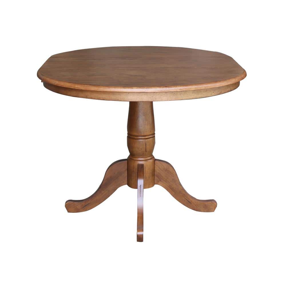 Elegant Round Oak Extendable Dining Table with Drop Leaf