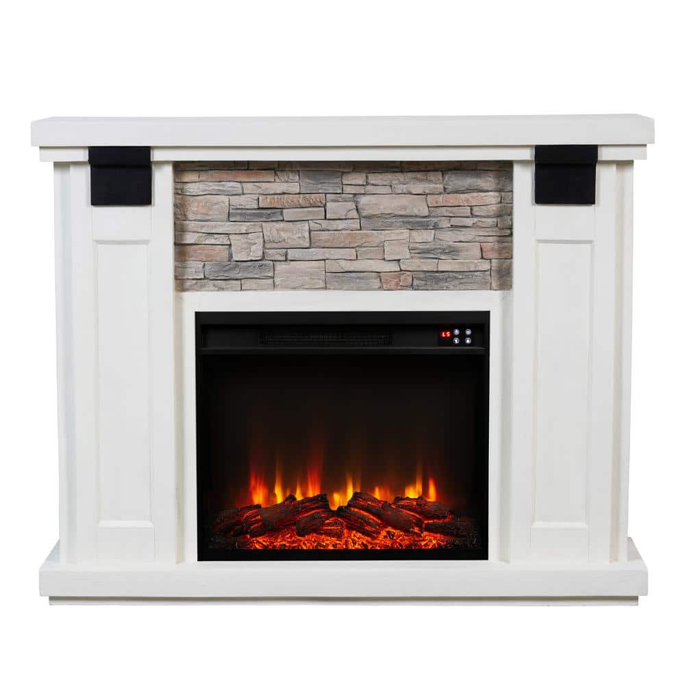 47 in. Freestanding Electric Fireplace in White -  FESTIVO, FFP23612