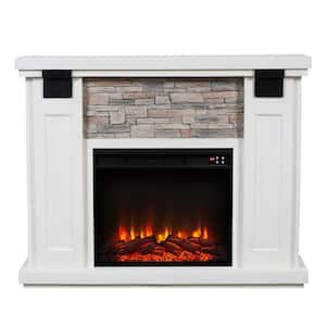 47 in. Freestanding Electric Fireplace in White