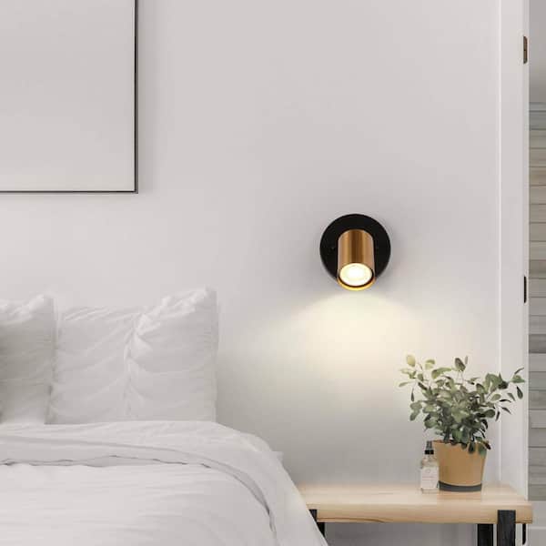 Sharre Modern 4.7 in. 1-Light Brass and Black Wall Sconce, Adjustable Vintage Wall Light with Metal Shade for Bedroom