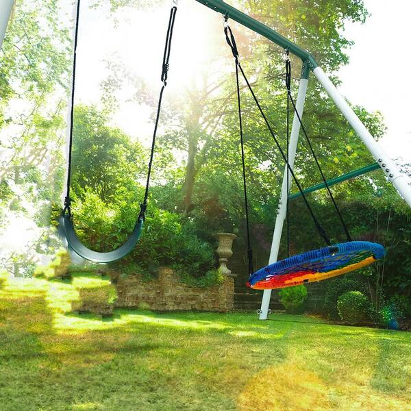 趣味・スポーツ・実用 The Search for the Perfect Swing A-Frame Outdoor Playset with Spider Swing, 7.5' H, 500lb Capacity