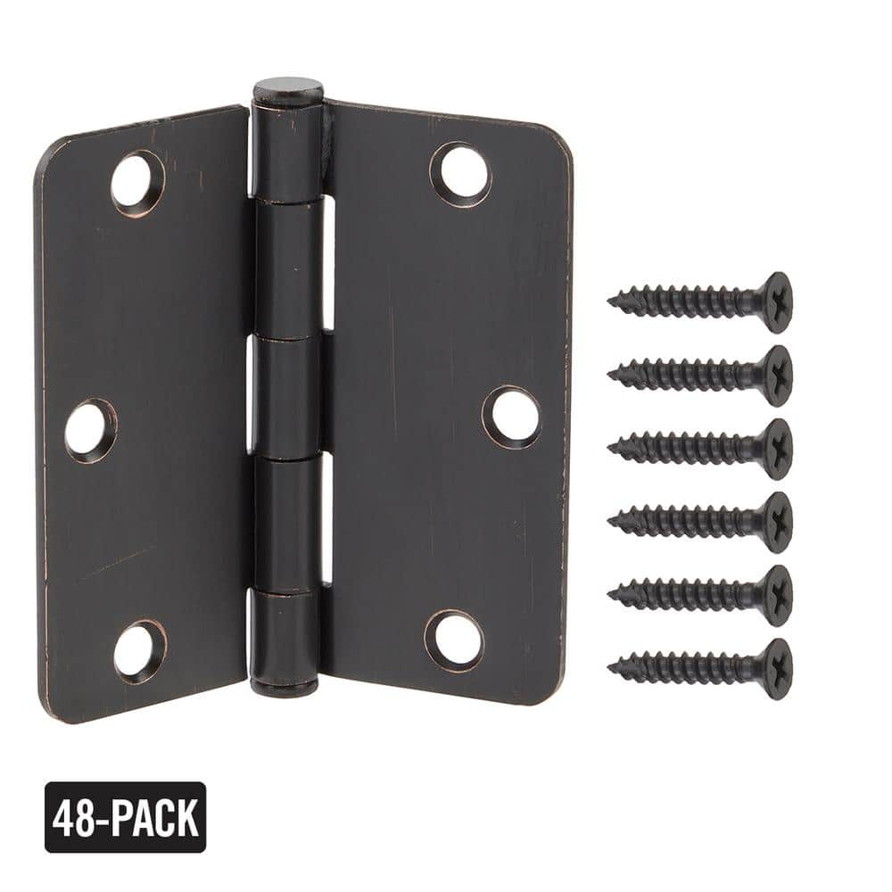 Everbilt 3-1/2 In. X 1/4 In. Radius Oil-Rubbed Bronze Door Hinge Value ...