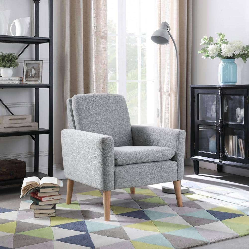 DAZONE 29 in. Wide Gray Modern Linen Accent Single Armchair SFC02