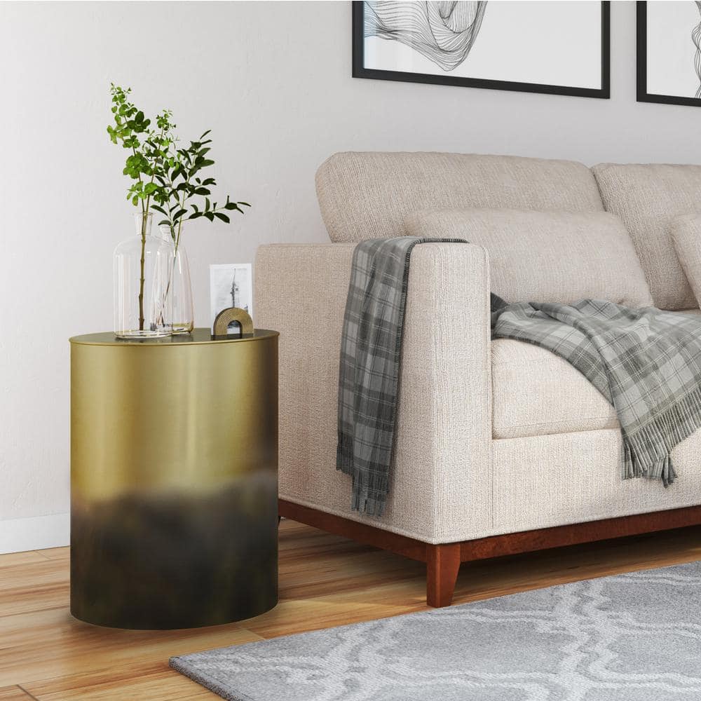 Ombre Black and Gold Metal Round Accent Table