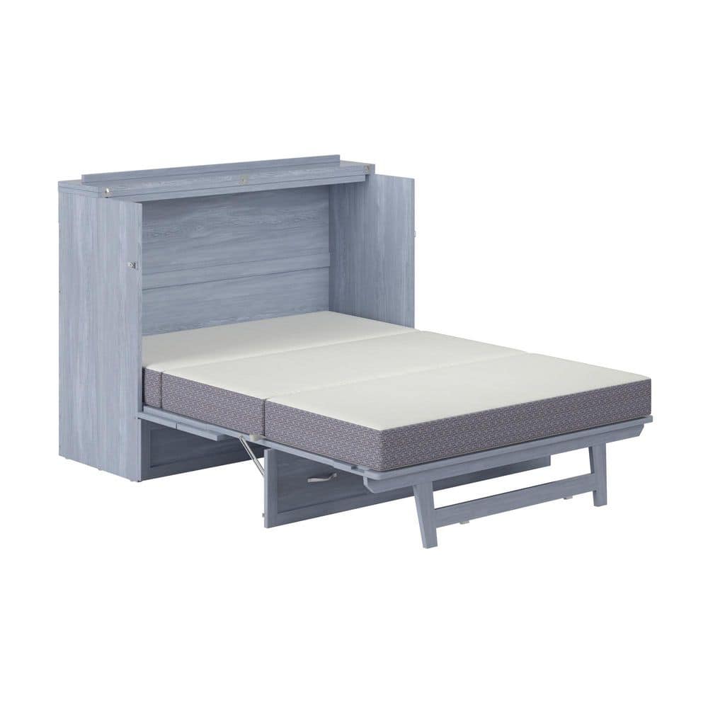 Nantucket Driftwood Full Murphy Bed Chest with Upholstered Drawer