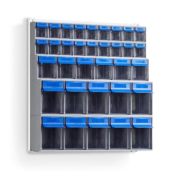 15 Bin Storage Rack Organizer- Durable Carbon Steel with Stackable Plastic Drawe
