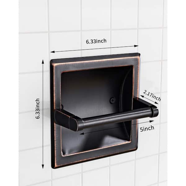 Wall-Mount Recessed Toilet Paper Holder in Oil Rubbed Bronze, Stainless Steel Pivoting in Wall Toilet Paper Holder