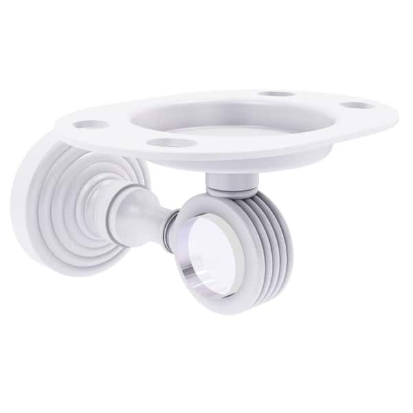 Allied Brass Pacific Grove Collection Tumbler and Toothbrush Holder with Groovy Accents in Matte White