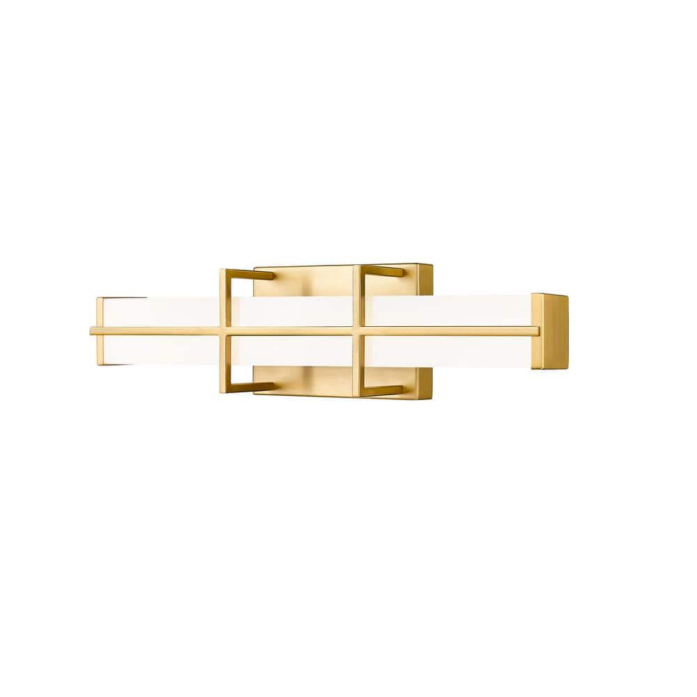 Harrison 18 in. Modern Gold Integrated LED Vanity Light with Frosted Plasti