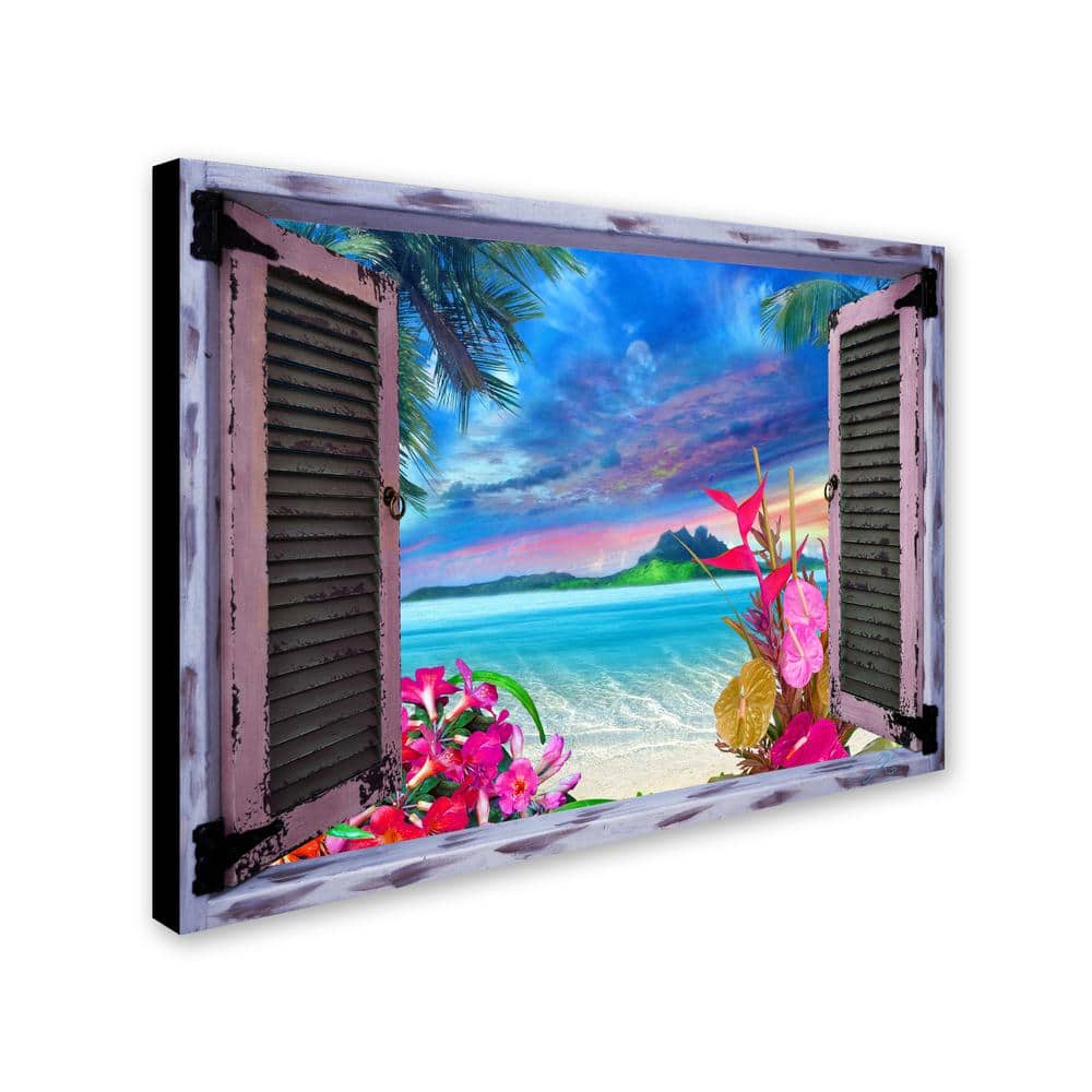 Tropical Paradise Window View Canvas Art 35" x 47"